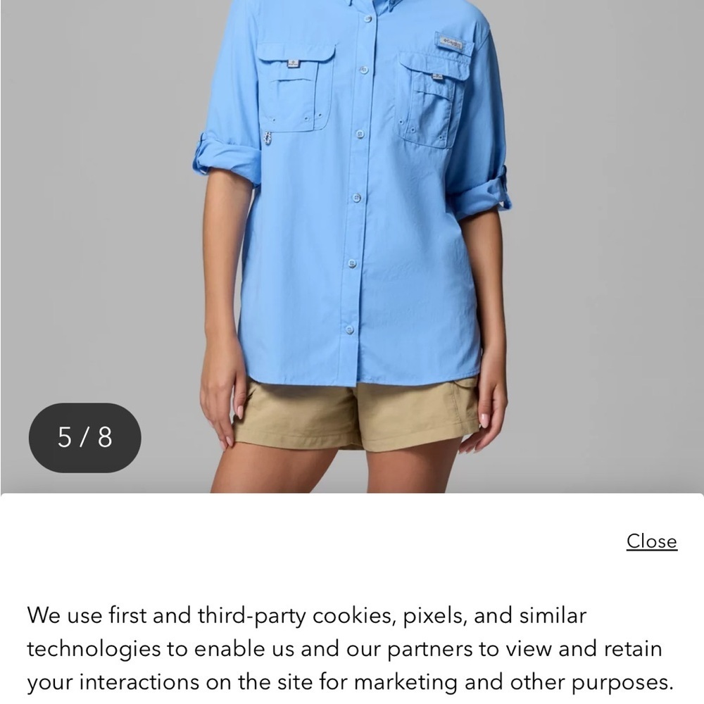 Columbia Sky Blue Outdoor Shirt PFG - Picture 4 of 7